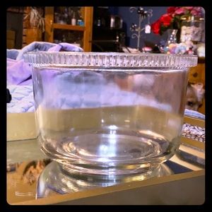 2 quart hand blown clear glass bowl
